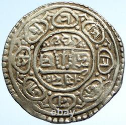 1700-1900 NEPAL Antique Vintage OLD Genuine Indian Silver Mohar Coin i104678