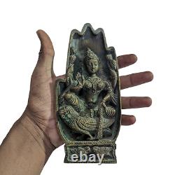 1800's Old Antique Vintage Fine Brass Hindu Goddess Lakshmi Figure / Statue