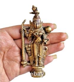 1800's Old Antique Vintage Fine Brass Hindu Goddess Mansa Mata Figure / Statue