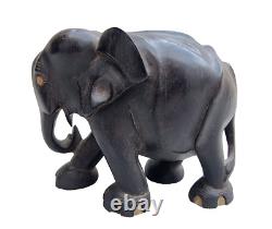 1800's Old Antique Vintage Rose Wood / Ebony Hand Craved Wooden Elephant Statue