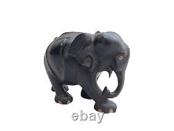 1800's Old Antique Vintage Rose Wood / Ebony Hand Craved Wooden Elephant Statue