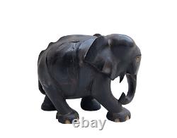 1800's Old Antique Vintage Rose Wood / Ebony Hand Craved Wooden Elephant Statue