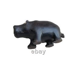 1800's Old Antique Vintage Rose Wood Fine Hand Craved Wooden Hippopotamus Statue