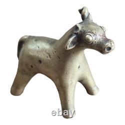 1800s Old Antique Vintage Hand Crafted Brass Cow, Calf Statue / Figure