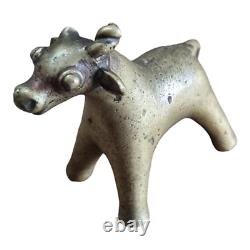 1800s Old Antique Vintage Hand Crafted Brass Cow, Calf Statue / Figure