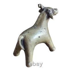 1800s Old Antique Vintage Hand Crafted Brass Cow, Calf Statue / Figure