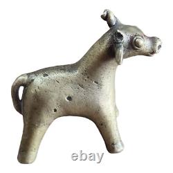 1800s Old Antique Vintage Hand Crafted Brass Cow, Calf Statue / Figure