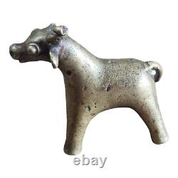 1800s Old Antique Vintage Hand Crafted Brass Cow, Calf Statue / Figure