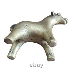 1800s Old Antique Vintage Hand Crafted Brass Cow, Calf Statue / Figure