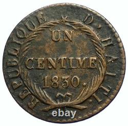 1830 HAITI Fasces LIBERTY CAP Old Antique Vintage Hatian 1 Centime Coin i104685
