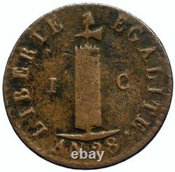 1830 HAITI Fasces LIBERTY CAP Old Antique Vintage Hatian 1 Centime Coin i104685