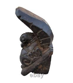 1850's Old Antique Vintage Rose Wood Engraved Wooden Bird Statue Wall Hanging