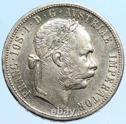 1879 AUSTRIA King FRANZ JOSEPH I Vintage OLD Antique Silver Florin Coin i97305
