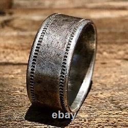 1880s Navajo or Hopi Rocker Engraved Silver Ingot Old Antique Vintage Ring Band