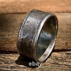 1880s Navajo or Hopi Rocker Engraved Silver Ingot Old Antique Vintage Ring Band