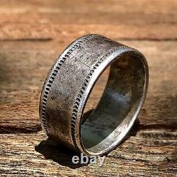 1880s Navajo or Hopi Rocker Engraved Silver Ingot Old Antique Vintage Ring Band