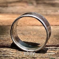 1880s Navajo or Hopi Rocker Engraved Silver Ingot Old Antique Vintage Ring Band