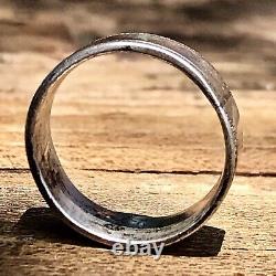 1880s Navajo or Hopi Rocker Engraved Silver Ingot Old Antique Vintage Ring Band