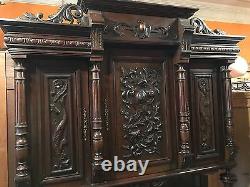 1890s Antique French Walnut Renaissance Carved Buffet Sideboard Cabinet Nice Old