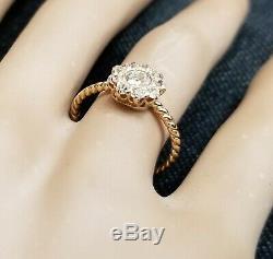 18k yellow gold Vintage Diamond ring OLD MINE CUT 0.76ct SI2 circ 1930's