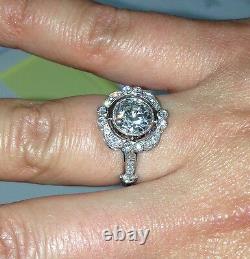 18kt 1.70ct Certified Old European Cut Diamond Antique Style Engagement Ring