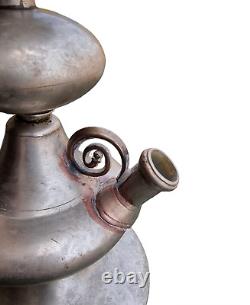 19'C Old Antique Vintage Brass Fine Silver Plated Complete Hookah Pot Home Decor