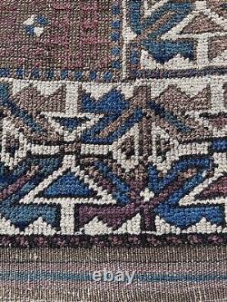 1900 Old Antique Rare Oriental Rug Caucasian Kazak Rug 37x69 HandWoven Fine Art