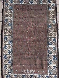 1900 Old Antique Rare Oriental Rug Caucasian Kazak Rug 37x69 HandWoven Fine Art