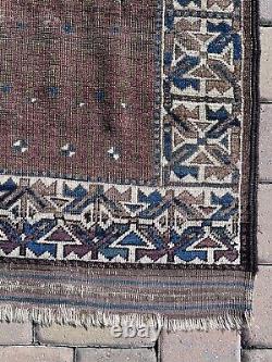 1900 Old Antique Rare Oriental Rug Caucasian Kazak Rug 37x69 HandWoven Fine Art