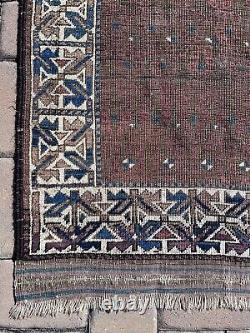 1900 Old Antique Rare Oriental Rug Caucasian Kazak Rug 37x69 HandWoven Fine Art