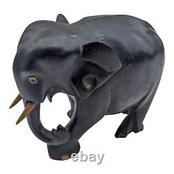 1900's Old Antique Vintage Rose Wood / Ebony Hand Craved Wooden Elephant Statue