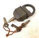 1900's Old Antique Vintage Tricky Puzzle System 3 Keys Iron Lock, Collectible