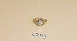 1910ish Antique 14K Gold Filigree Old European Cut Diamond Ring. 33ct