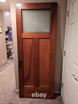 1924 Antique Vintage Sexy Old Solid Wood Interior Door w Etched Privacy Glass +