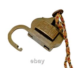 1930's Old Antique Vintage Hand Made ROSE Engrave Brass Lock & Key, Collectible
