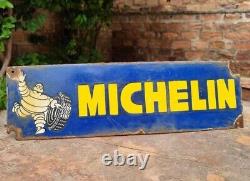 1930's Old Antique Vintage Very Rare Michelin Tyres Porcelain Enamel Sign Board