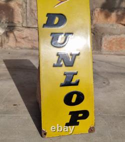 1940's Old Antique Vintage Rare Dunlop Embossed Enamel Sign Board, Collectible