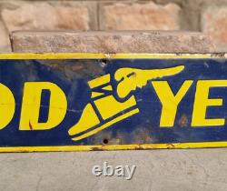 1940's Old Antique Vintage Rare Goodyear Enamel Embossed Sign Board, Collectible