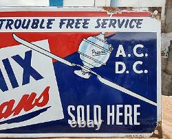 1940's Old Antique Vintage Rare Phoenix Fan Embossed Porcelain Enamel Sign Board