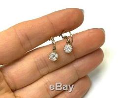 1CTW Old Mine Cut Diamond 14K Rose Gold VS2 SI1 Antique Dangling Drop Earrings