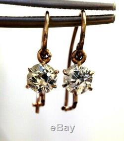 1CTW Old Mine Cut Diamond 14K Rose Gold VS2 SI1 Antique Dangling Drop Earrings