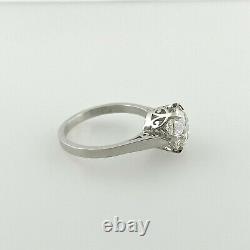 2.01 ct Vintage Antique Old European Cut Diamond Engagement Ring In Platinum
