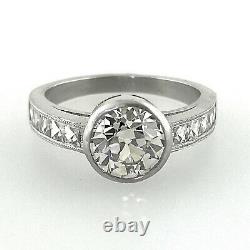 2.15 ct Vintage Antique Old European Cut Diamond Engagement Ring In Platinum