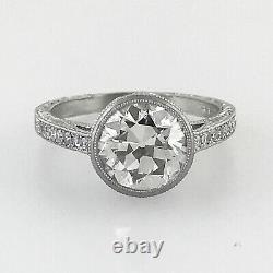 2.30 ct Vintage Antique Old European Cut Diamond Engagement Ring In Platinum