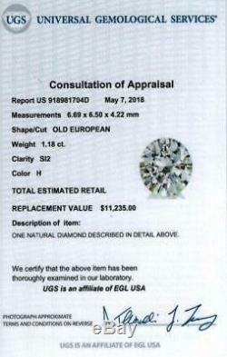 2.38c CERTIFIED VINTAGE DIAMOND STUD EARRINGS OLD EUROPEAN CUT ANTIQUE 2.5 CARAT