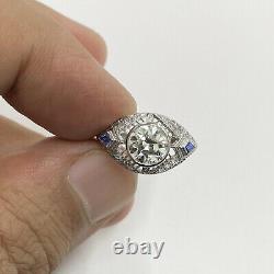 2.40 ct Vintage Antique Old European Cut Diamond Engagement Ring In Platinum