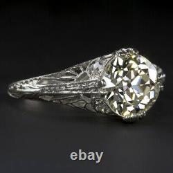2 Carat Vs1 Old European Cut Diamond Engagement Ring Platinum Vintage Antique Er