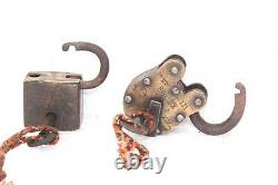 2 Pc. Brass Lock and Key 1900's Old Vintage Antique Rare Collectible PC-67