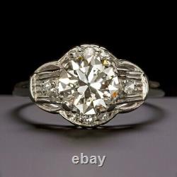 2ct VINTAGE DIAMOND PLATINUM ENGAGEMENT RING OLD EUROPEAN CUT ANTIQUE ART DECO