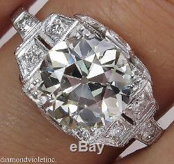 3.07ct Antique Vintage Deco Old Euro Diamond Engagement Wedding Ring Plat Egl